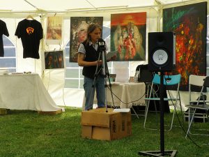 Lesung Seegert, Stand von Radio Gaarden, Bilder von Gela Schmidt